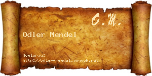Odler Mendel névjegykártya